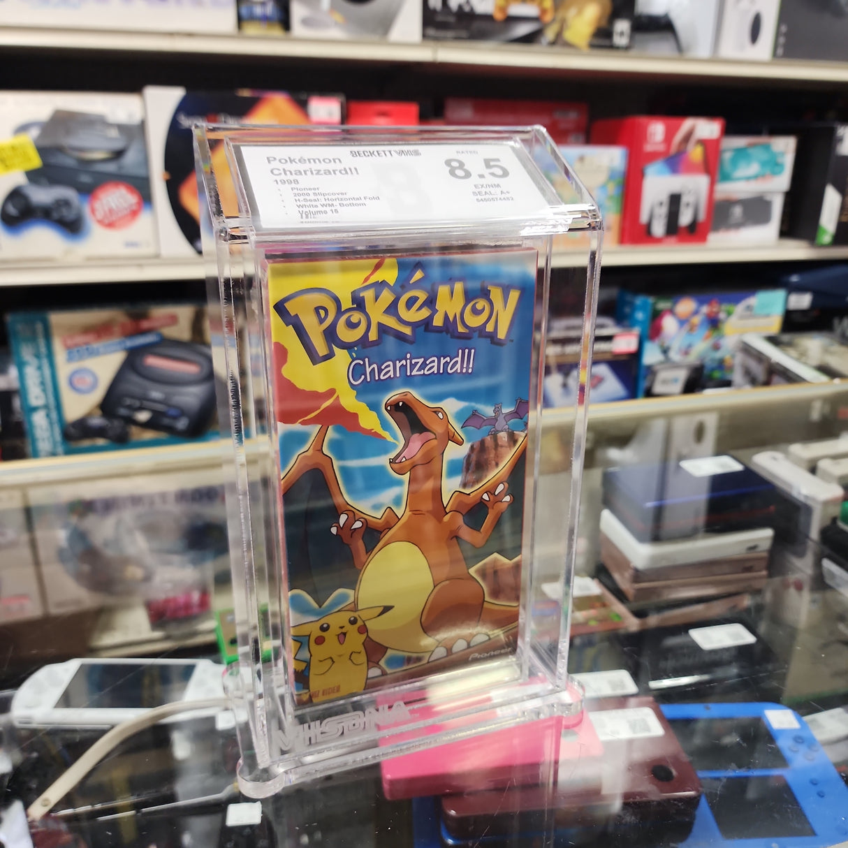 Pokémon Charizard!! VHS Beckett Calificación 8.5 (Sello A+) 1998
