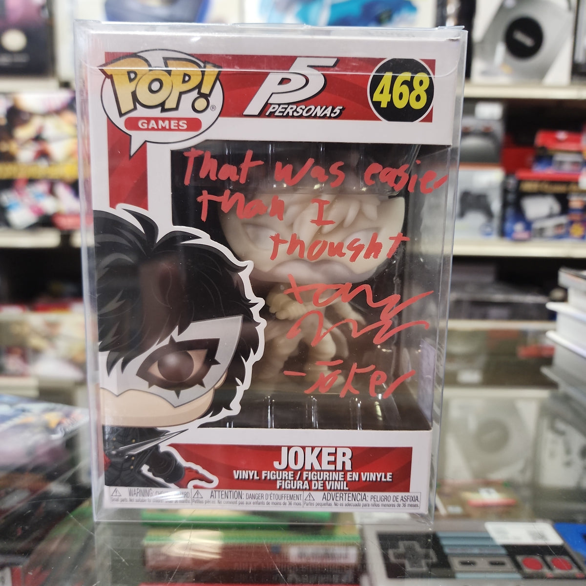 POP Games Joker Persona 5 (Prototipo exclusivo de Funko) (Firmado por el actor de voz Xander Mobus) (Beckett CoA incluido) 468