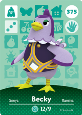 Becky Animal Crossing Amiibo Card - Animal Crossing Cards - Series 4
