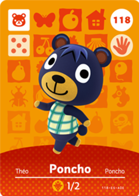 Poncho Animal Crossing Amiibo Card - Animal Crossing Cards - Series 2