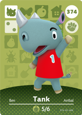 Tank Animal Crossing Amiibo Card - Animal Crossing Cards - Series 4