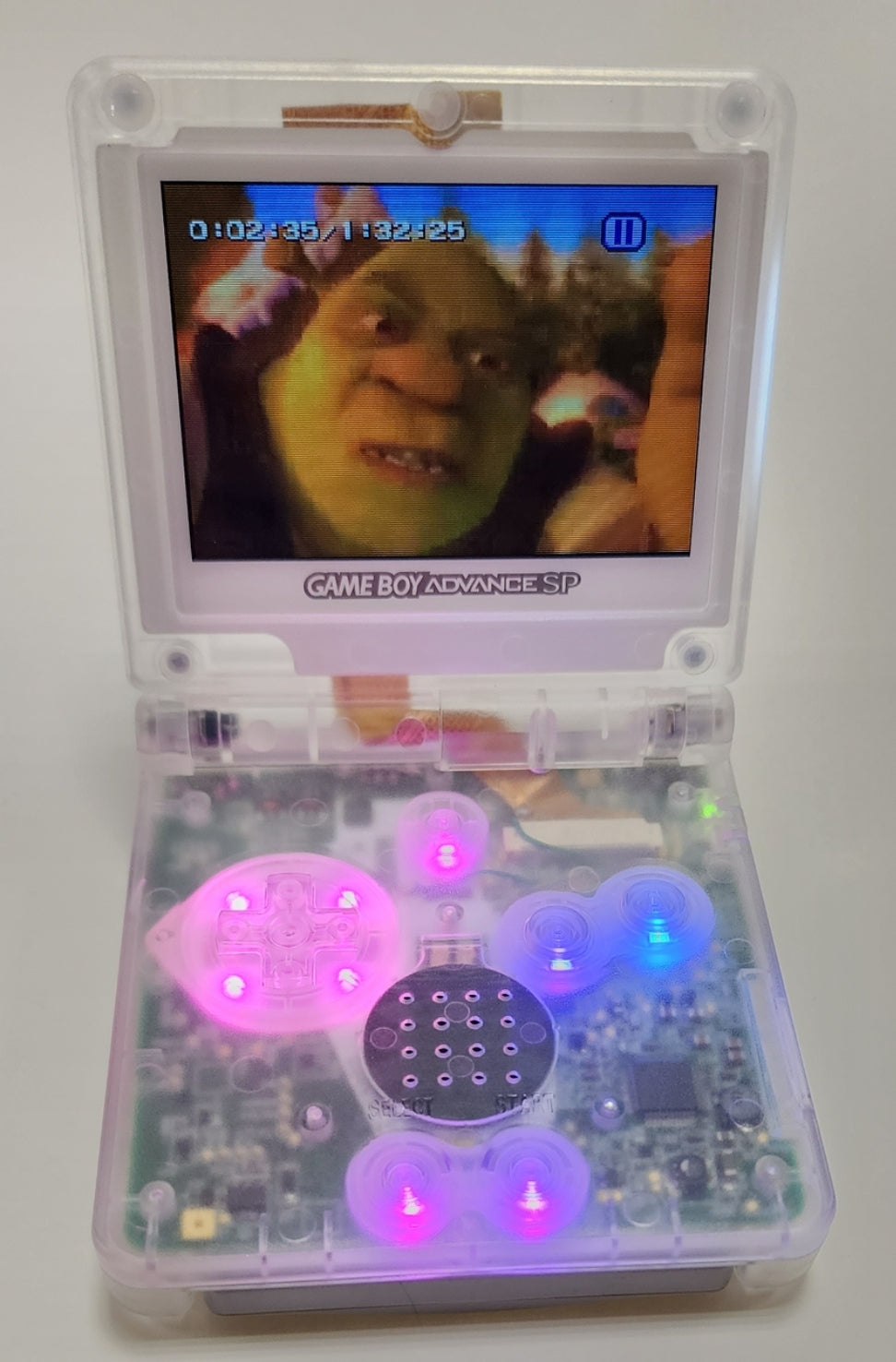 Clear Gameboy Advance SP [IPS MOD/SHELL REPLACEMENT] - (LS) (GameBoy Advance)