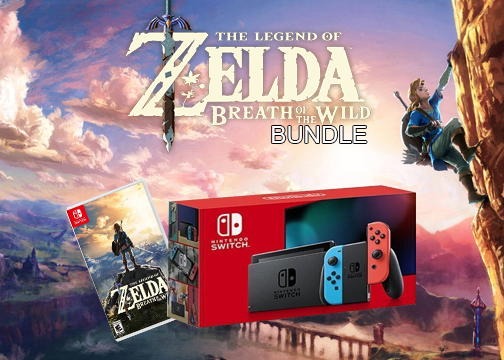 An image of the game, console, or accessory Nintendo Switch Legend of Zelda Breath of the Wild Game and Console Bundle
