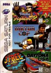 An image of the game, console, or accessory 3 Free Game Pack [Virtua Cop, Virtua Fighter 2, Dayton USA] - (CIB) (Sega Saturn)