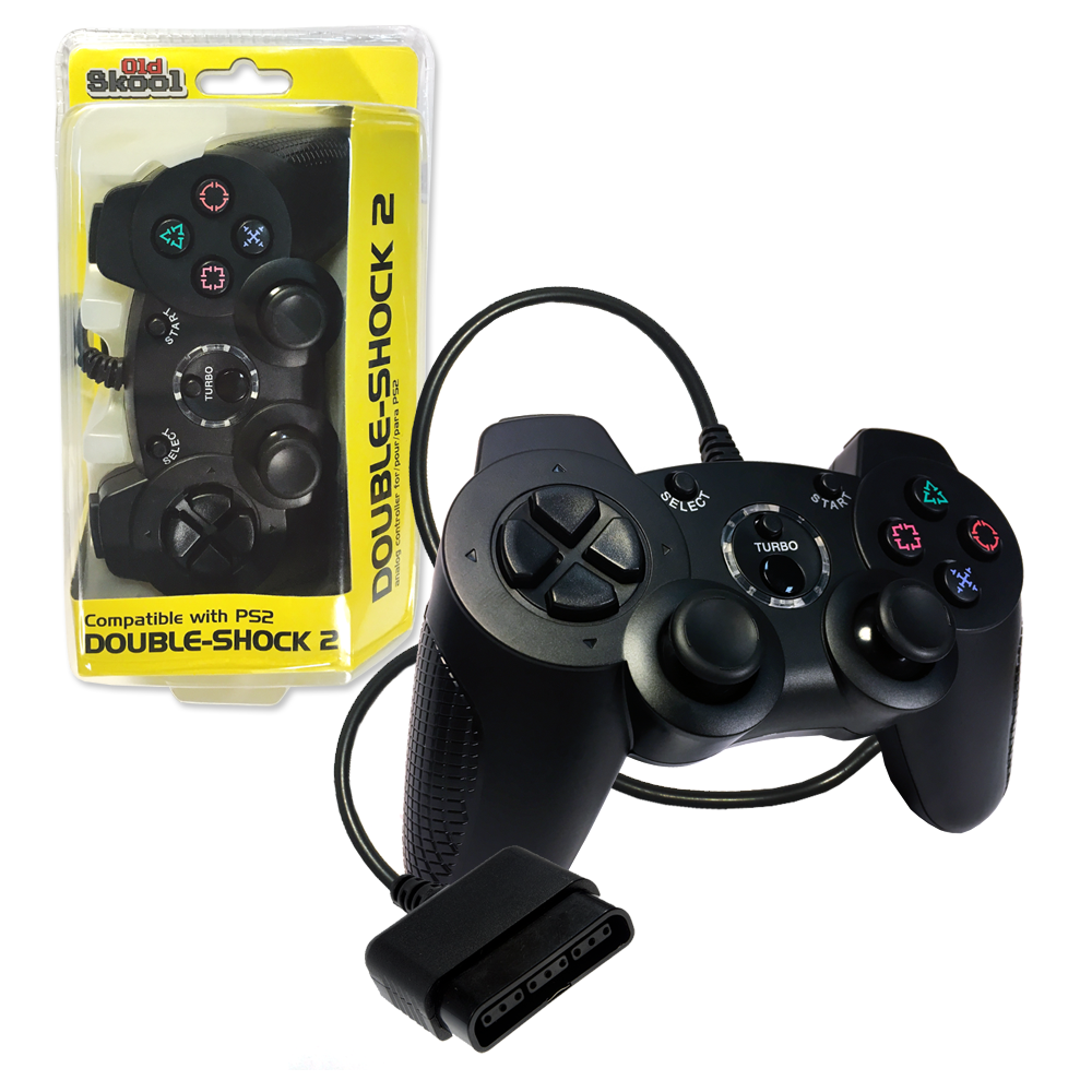 MANDO PS2 CABLEADO DOBLE DESCARGA 2 (NEGRO)