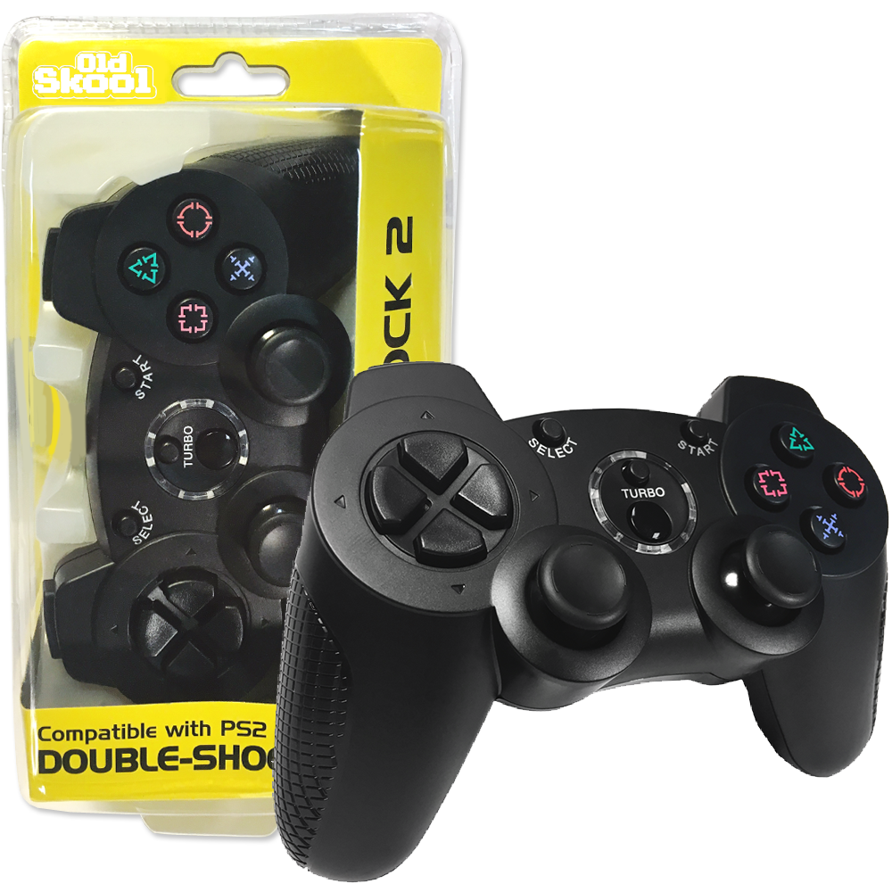 MANDO PS2 INALÁMBRICO DOBLE DESCARGA 2 (NEGRO)